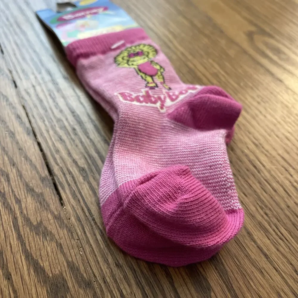 Vintage Barney Toddler Socks 2-4 Years Character Socks Baby Bop New Old Stock